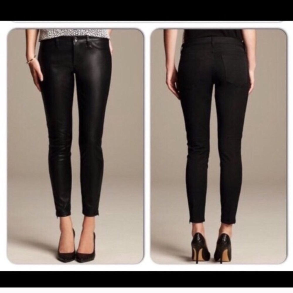 Banana Republic Black Faux Leather Moto Pants